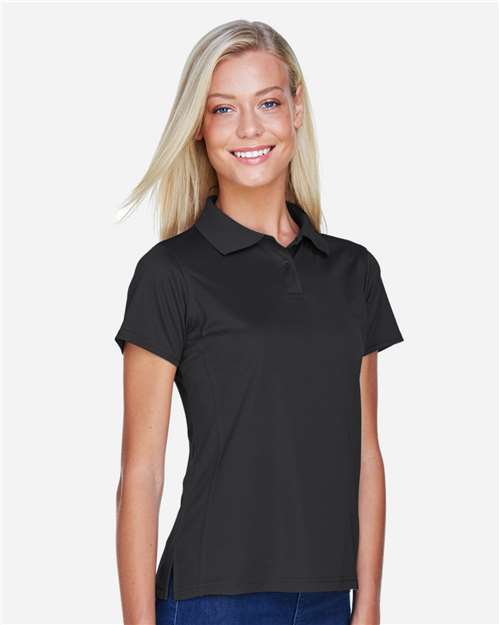 Harriton M315W Women's Polyester Jersey Polo - Black - model side