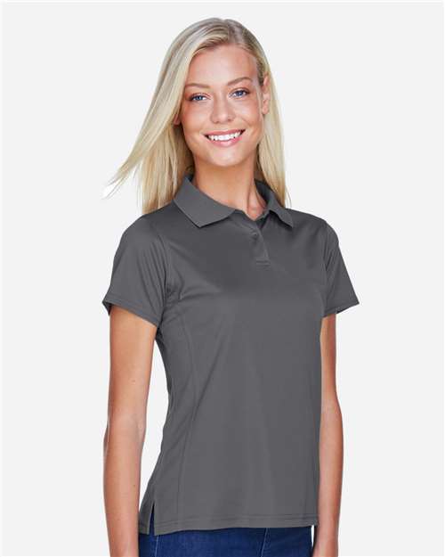 Harriton M315W Women's Polyester Jersey Polo - Charcoal - model side