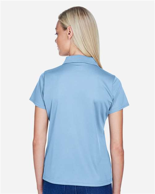 Harriton M315W Women's Polyester Jersey Polo - Light Blue - model back