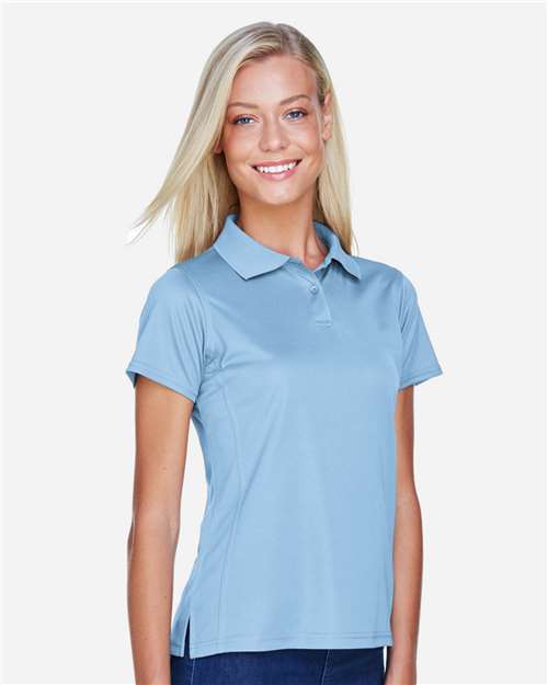 Harriton M315W Women's Polyester Jersey Polo - Light Blue - model side