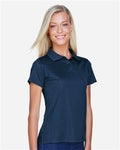 Harriton M315W Women's Polyester Jersey Polo - Navy - model side