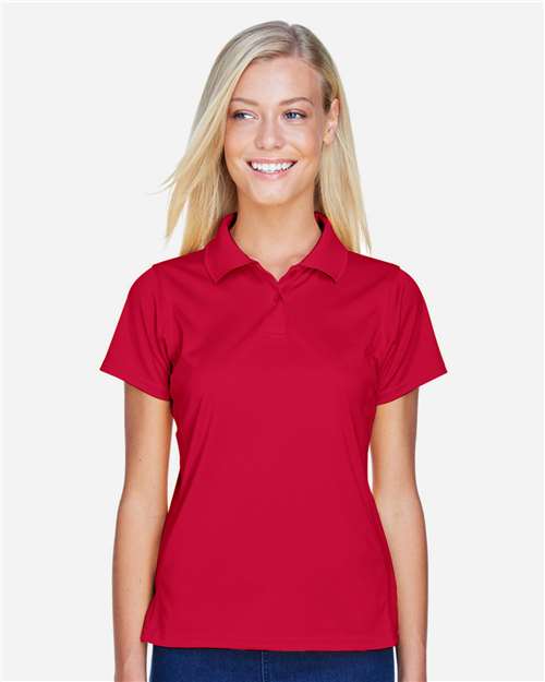 Harriton M315W Women's Polyester Jersey Polo - Red - model front