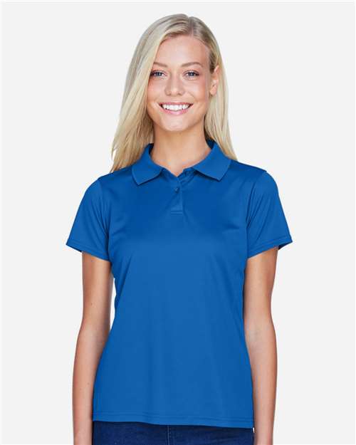 Harriton M315W Women's Polyester Jersey Polo - True Royal - model front
