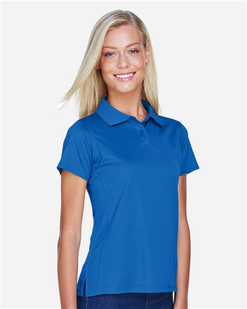 Harriton M315W Women's Polyester Jersey Polo - True Royal - model side