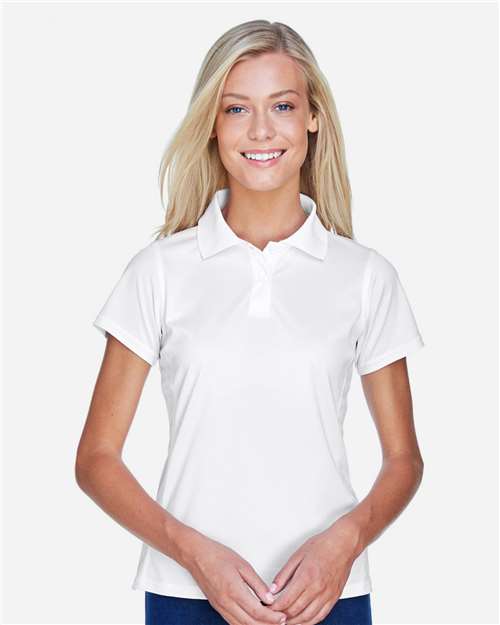 Harriton M315W Women's Polyester Jersey Polo - White - model front