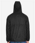 Harriton M750 Men's Packable Hooded Nylon Jacket - Black - model back