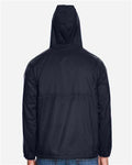 Harriton M750 Men's Packable Hooded Nylon Jacket - Navy - model back