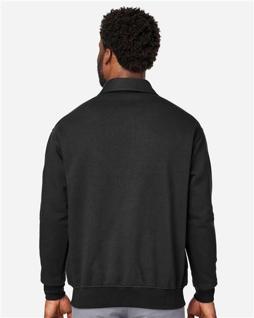 Harriton M712 Unisex ClimaBloc Heavyweight Tactical Quarter-Zip Pullover - Black - model back