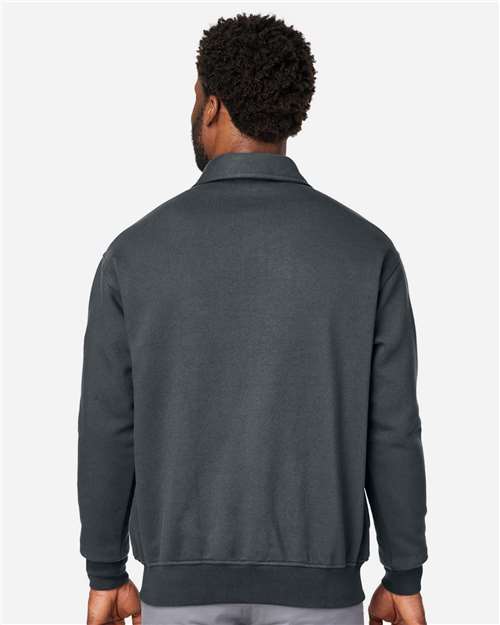 Harriton M712 Unisex ClimaBloc Heavyweight Tactical Quarter-Zip Pullover - Dark Charcoal - model back