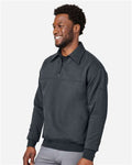 Harriton M712 Unisex ClimaBloc Heavyweight Tactical Quarter-Zip Pullover - Dark Charcoal - model side