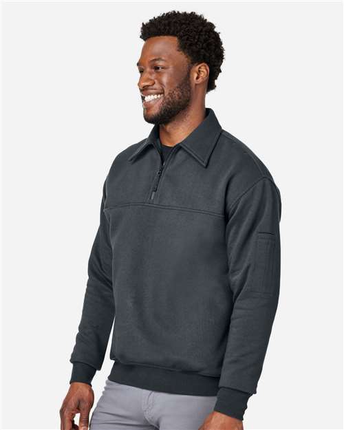 Harriton M712 Unisex ClimaBloc Heavyweight Tactical Quarter-Zip Pullover - Dark Charcoal - model side