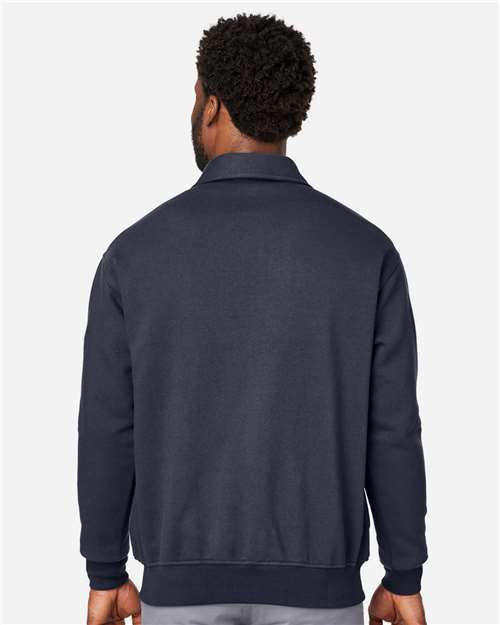 Harriton M712 Unisex ClimaBloc Heavyweight Tactical Quarter-Zip Pullover - Dark Navy - model back
