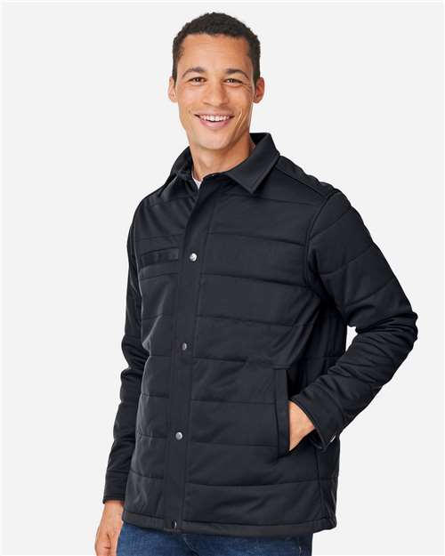 Harriton M821 Unisex Guardian Soft Shell Chore Coat - Black - model side