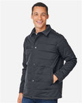 Harriton M821 Unisex Guardian Soft Shell Chore Coat - Dark Charcoal - model side