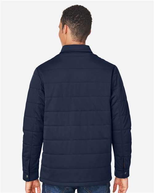 Harriton M821 Unisex Guardian Soft Shell Chore Coat - Dark Navy - model back