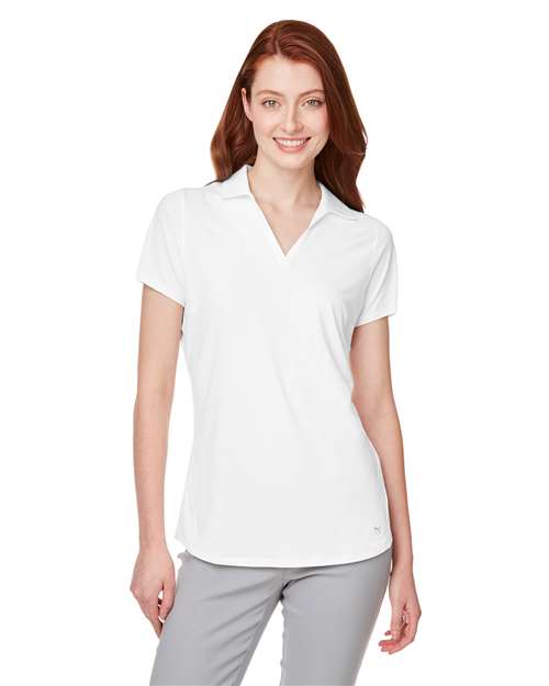 Puma Golf 597695 Women's Cloudspun Free V-neck Polo - Bright White - model front
