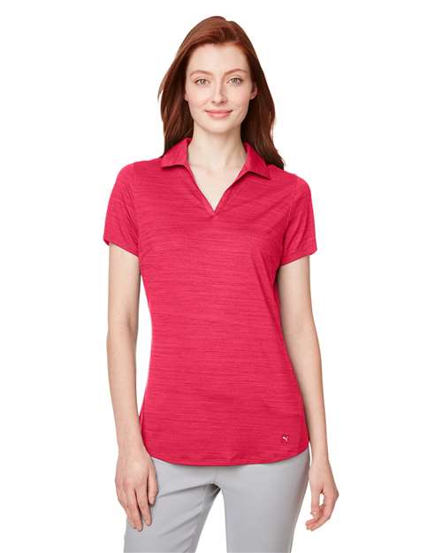 Puma Golf 597695 Women's Cloudspun Free V-neck Polo - Teaberry Heather - model front