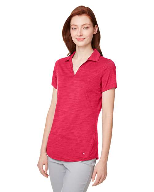 Puma Golf 597695 Women's Cloudspun Free V-neck Polo - Teaberry Heather - model side