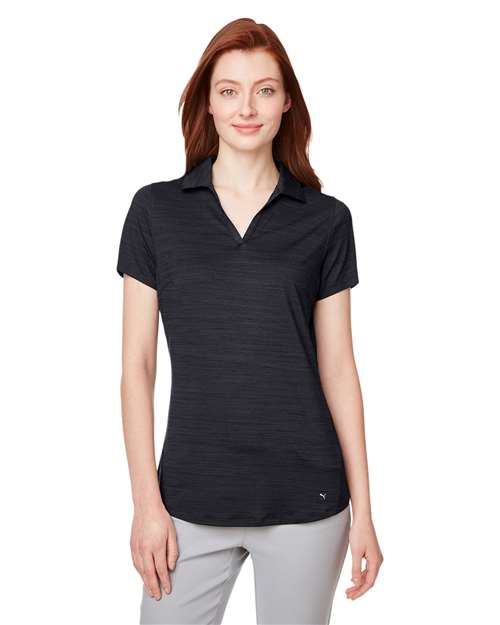 Puma Golf 597695 Women's Cloudspun Free V-neck Polo - Puma Black Heather - model front