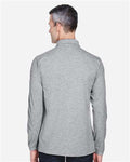 Harriton M265L Men's Easy Blend Long Sleeve Polo - Grey Heather - model back