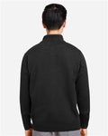 Harriton M421 Unisex Pilbloc Quarter-Zip Pullover Sweater - Black - model back