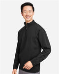 Harriton M421 Unisex Pilbloc Quarter-Zip Pullover Sweater - Black - model side