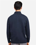 Harriton M421 Unisex Pilbloc Quarter-Zip Pullover Sweater - Dark Navy - model back