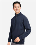 Harriton M421 Unisex Pilbloc Quarter-Zip Pullover Sweater - Dark Navy - model side