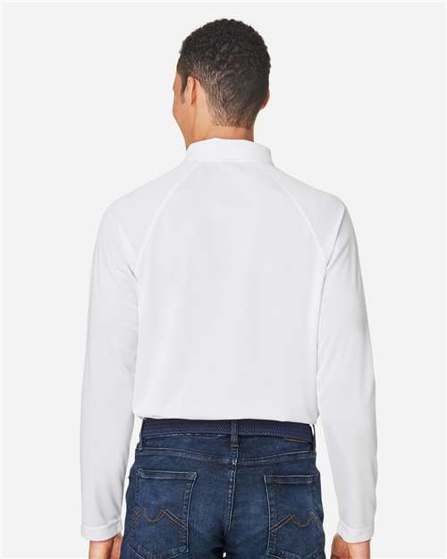 Harriton M208L Men's Charge Snag and Soil Protect Long Sleeve Polo - White - model back