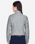 Harriton M600W Women's Long Sleeve Oxford Dress Shirt - Oxford Grey - model back