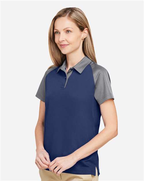 Team 365 TT21CW Women's Command Snag-Protection Colorblock Polo - Sport Dark Navy/ Sport Graphite - model side