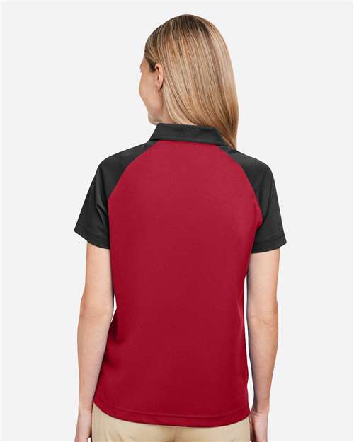 Team 365 TT21CW Women's Command Snag-Protection Colorblock Polo - Sport Red/ Black - model back