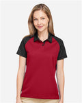 Team 365 TT21CW Women's Command Snag-Protection Colorblock Polo - Sport Red/ Black - model front