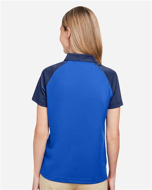 Team 365 TT21CW Women's Command Snag-Protection Colorblock Polo - Sport Royal/ Sport Dark Navy - model back