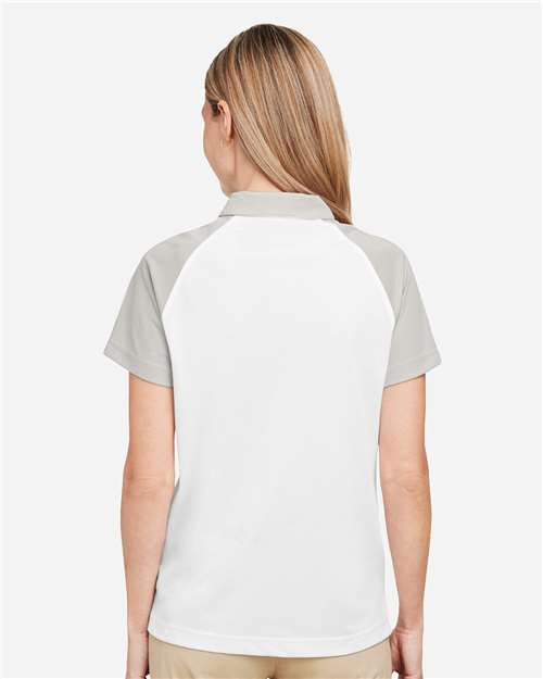 Team 365 TT21CW Women's Command Snag-Protection Colorblock Polo - White/ Sport Silver - model back