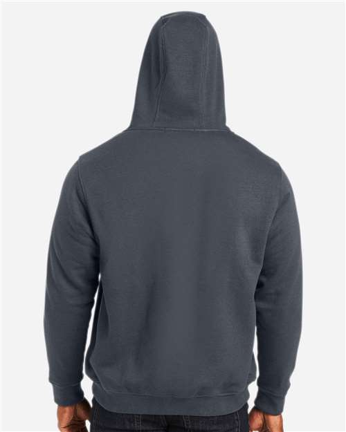 Harriton M711T Unisex Tall ClimaBloc Lined Heavyweight Hooded Sweatshirt - Dark Charcoal - model back