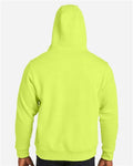 Harriton M711T Unisex Tall ClimaBloc Lined Heavyweight Hooded Sweatshirt - Safety Yellow - model back