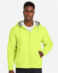 Harriton M711T Unisex Tall ClimaBloc Lined Heavyweight Hooded Sweatshirt - Safety Yellow - model front