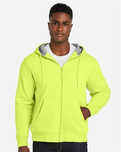 Harriton M711T Unisex Tall ClimaBloc Lined Heavyweight Hooded Sweatshirt - Safety Yellow - model front