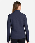 North End NE725W Women's Spirit Textured Quarter-Zip Pullover - Classic Navy Heather - model back