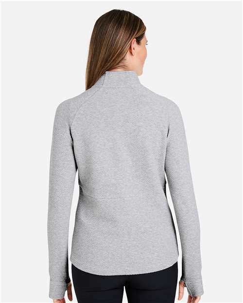 North End NE725W Women's Spirit Textured Quarter-Zip Pullover - Platinum Heather - model back