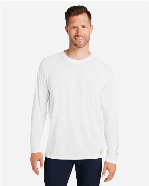 HUK H12L009 Men's LoPro Pursuit Long Sleeve T-Shirt - White - model front