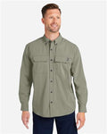HUK H150184 Men's Creekbed Pocket Fishing Shirt - Moss - model front
