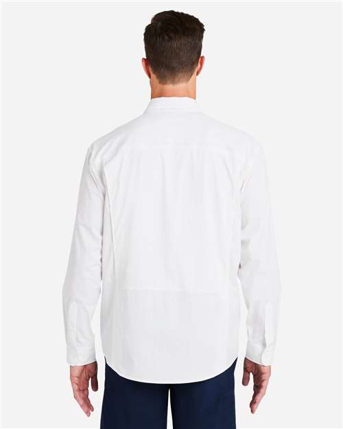 HUK H150184 Men's Creekbed Pocket Fishing Shirt - White - model back