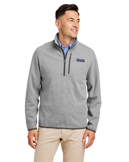 vineyard vines K004694 Men's Mountain Sweaterfleece Quarter-Zip Pullover - Ultim Grey - model front
