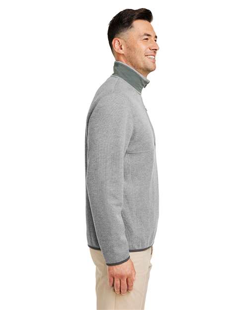 vineyard vines K004694 Men's Mountain Sweaterfleece Quarter-Zip Pullover - Ultim Grey - model side