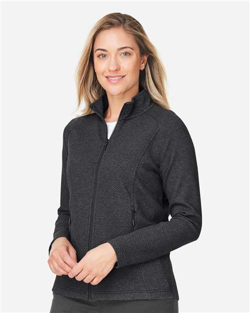 North End NE727W Women's Spirit Textured Full-Zip - Black Heather - model side