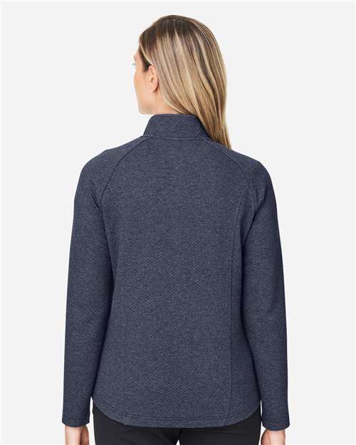 North End NE727W Women's Spirit Textured Full-Zip - Classic Navy Heather - model back
