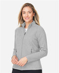 North End NE727W Women's Spirit Textured Full-Zip - Platinum Heather - model side