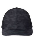 vineyard vines F001779 Performance Trucker Cap - Black Camo/ Black - front
